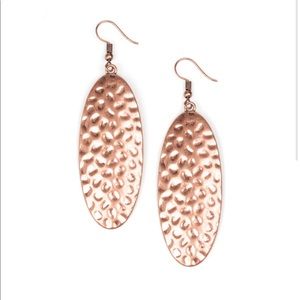 Copper Oval Earrings with Hammered Detail